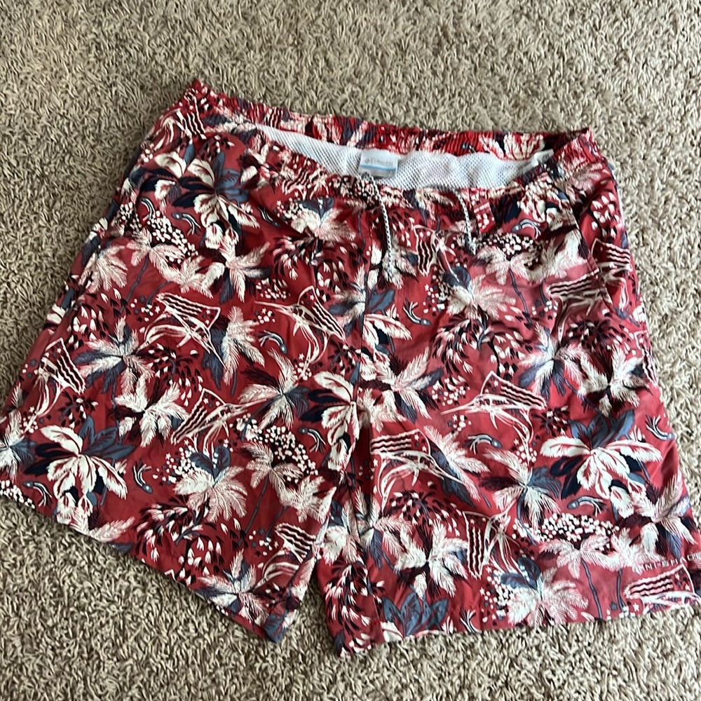 Men’s Columbia PFG Super Backcast™ Water Short - red Hawaiian print, size large